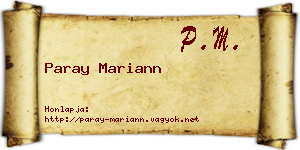 Paray Mariann névjegykártya
